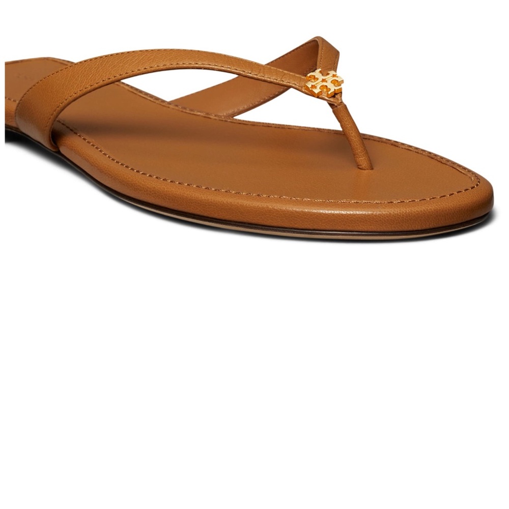 Tory Burch Tan Capri Leather Flip Flop Size 10.5M NIB - Picture 4 of 4